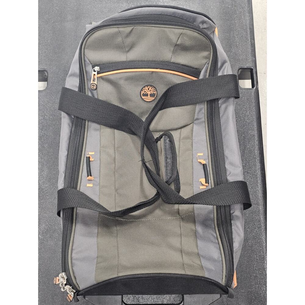 Timberland Rolling Duffle Bag Olive Orange Trim Claremont 24” Bag 18" Handle